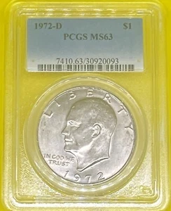 1972 D Eisenhower Ike Dollar PCGS MS63 - Picture 1 of 5