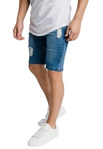 Illusive London Boys Midstone Blue Distressed Denim Shorts 11-12 Years - Picture 1 of 3