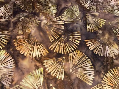 By 1/2 Yd Artisan Batiks Cotton Quilt Store Fabric Asian Legacy Fan Brown Tones - Image 1 of 4