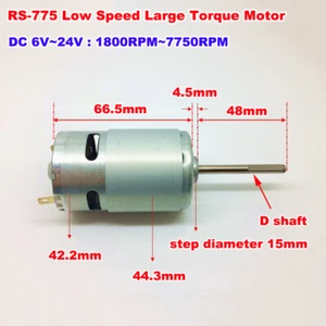 RS-775 DC 12V 18V 24V 7750RPM High Large Torque Electric Motor 48mm Long Shaft - Imagen 1 de 9