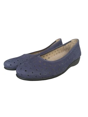 Munro Blue NuBuck Aubrey Perforated Walking Wedge Loafer Womens Sz 7.5 - Image 1 of 4