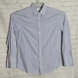 CHARLES TYRWHITT Sz 17.5-35 Dress Shirt NON-IRON Blue Purple Check French Cuffs - Picture 1 of 6