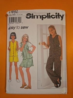 SIMPLICITY PATTERN  7492 GIRLS' TOP, PANTS, SHORTS & SKIRT SIZE 12,14,16 - Image 1 of 3