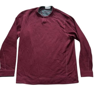 Tommy Bahama 男式 M 双面灰色/勃艮第长袖套衫毛衣 — 第 1/4 张图片