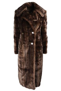 GUCCI BROWN FAUX FUR COAT IT 46 UK 14 - Picture 1 of 4