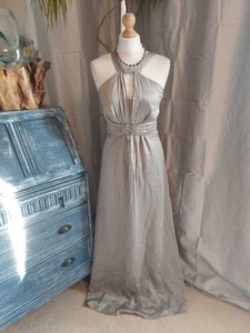 Gorgeous Monsoon Dress Size 14 Silver Silk Classic Elagant Wedding Ascot Cruise - Picture 1 of 6