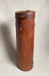 Antique c1914 WWI Military Tubular Leather Map Despatch Riders Case Cannister - Picture 1 of 21