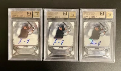 (3) Christian Yelich 2010 Bowman Sterling Prospect Auto RC BGS 9.5/10 Gem Mint - Image 1 of 2