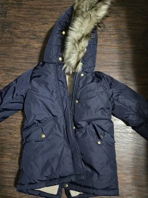Темно-синий девочек 6 7 Prima лофт J экипажа меха с капюшоном пальто - Изображение 1 из 2