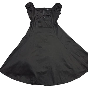 Collectif-London Midi Dress Womens 2XL UK-18 US-14 Black Rockabilly Swing 50s - Picture 1 of 12