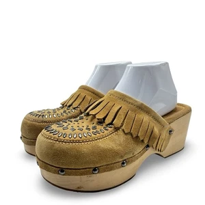 Zapatos informales Wilson’s de cuero para mujer color tostado talla 9 sin cordones de madera de mula - Imagen 1 de 11