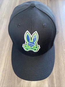 Psycho Bunny klassische schwarze Baseballkappe Einheitsgröße Unisex 100 % Baumwolle gesticktes Logo - Bild 1 von 9