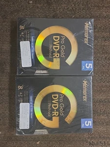 New 2 Memorex 4.7 GB Pro Gold Archival DVD-R 5 Packs 8x 120Min Sealed - Photo 1/3
