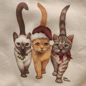 De Colección Bob Harrison Sudadera Para Hombres XL/OSFA Gatos Caminar Navidad Acebo Santa Sombrero - Imagen 1 de 7