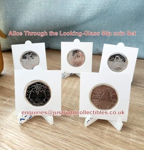 Alice Through the Looking-Glass 50p coin Set Isle Of Man Band new - Picture 1 of 7