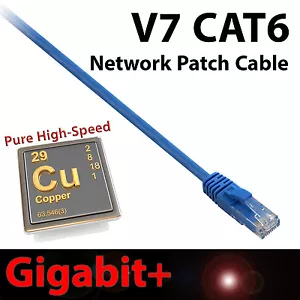 V7 25ft CAT6 Network Cable Ethernet Patch Gigabit+ Snagless Design RJ45 Blue - Picture 1 of 1
