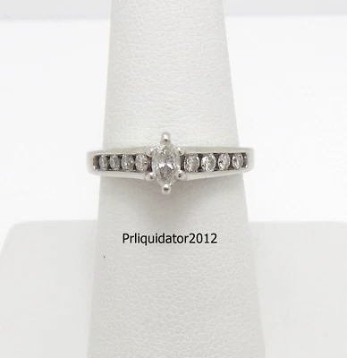 1/2CT Natural Marquise Diamond Anniversary Wedding Ring 14K White Gold Band - Image 1 of 4