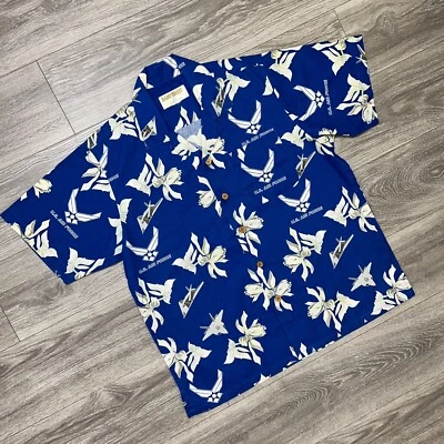 Eagle Crest Camp Shirt Floral US Air Force Jets Hawaiian Button VTG Mens XL - Image 1 of 4