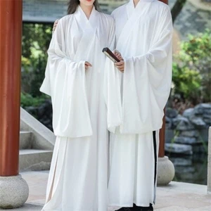 Disfraz de la dinastía Tang china cuello redondo túnica Hanfu ropa interior mujeres hombres vestido - Imagen 1 de 21