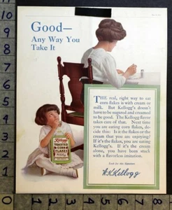 1913 KELLOGG TOAST CORN FLAKE BREAKFAST CEREAL HOUSHOLD DECOR KITCHEN AD FC4514 - Picture 1 of 1