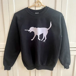 Girls Lacrosse Black Purple Heavy Weight Sweatshirt Sz Large Lax Stick Dog Mouth - Picture 1 of 5