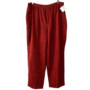 Sangam 2 Lagenlook Women’s Pants 3X Red 100% Cotton Harem Elastic Waist Pockets - Picture 1 of 8