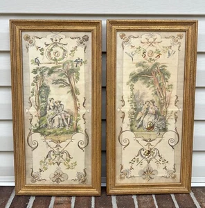 VINTAGE SET TWO YOUNG LOVERS & DRINKERS PRINTS FRANCIOS BOUCHER ANTOINE WATTEAU - Picture 1 of 12