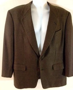 GIEVES & HAWKES Philip Brown Green Houndstooth Blazer Sportcoat Jacket 42R Reg - Picture 1 of 12