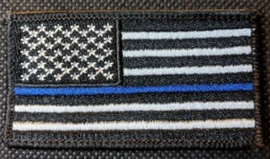 Gedämpfte US Flagge blau Streifen gefallener Polizist bestickt Biker Patch zum Aufnähen - Bild 1 von 1