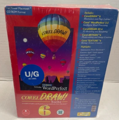 Corel Draw Suite 6 For Power Macintosh 3 Disc - Rare Vintage SEALED Mac Software - Image 1 of 4