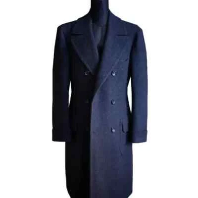 Men Suits Long Overcoat Herringbone Wool Blend Coat Winter Wear Business Outwear - Image 1 of 4