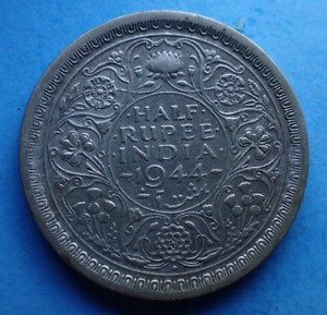 India, Half Rupee 1944, 0.5 silver, George VI, as shown.