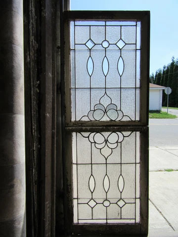 ~ ANTIQUE STAINED GLASS WINDOWS TOP BOTTOM BEVELS ~ ARCHITECTURAL SALVAGE Cover