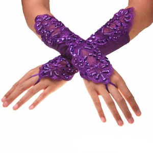 New Bridal Prom Sexy Lace Flower Beads Fingerless Gloves Wedding Evening Party - Picture 1 of 13