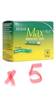 Nova Max Plus Blood Ketone Test Strips - 5 Box of 10 Each - Freaky Fast Shipping - Picture 1 of 1
