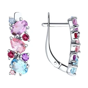 Ohrringe Sterlingsilber Zirkonia Korund Topas Amethyst Steinmix Echtschmuck - Bild 1 von 3