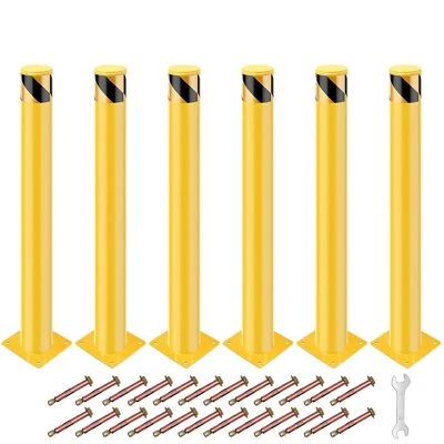 36x4in Safety Bollard Post Security Steel Parking Barrier Pipe W/ Anchor Bolts