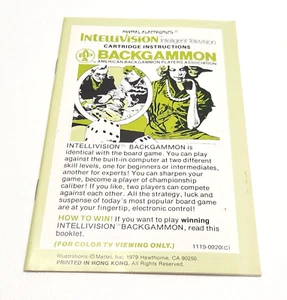 Vintage Mattel Intellivision Backgammon Cartridge Instructions Manual 1979 - Picture 1 of 4