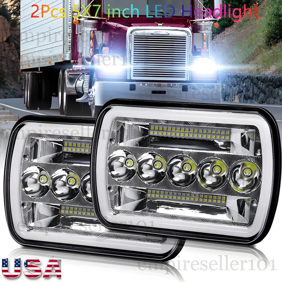 Faros LED de 7"X6" para Freightliner FL106 FL112 FL60 FL70 FS65 MT35 MT45 2 piezas Foto 1 de 4
