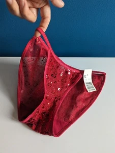 VTG String Bikini Panties NWT NOS Unbranded Red Sequin Kmart NOS 1990s Size 5/S - Picture 1 of 7