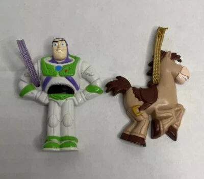 Toy Story 2 • Рождественские украшения-сюрпризы General Mills 3 дюйма Buzz & Bullseye винтаж - Изображение 1 из 4