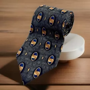 J.Z.Richards 100% Silk 64” x 4” Long Men’s Tie Black Gold Unique Business - Picture 1 of 12