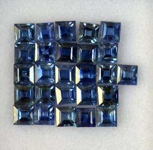 3.76 Cts Natural Blue Sapphire Square Cut 2.50 mm Lot 26 Pcs Loose Gemstones - Picture 1 of 3