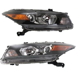 Headlight Set For Honda Accord 2008-2012 Coupe Halogen with Amber Turn Signal - Picture 1 of 12