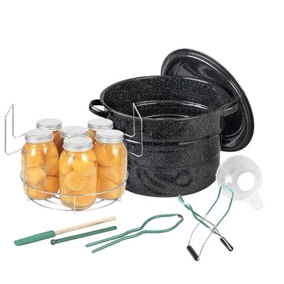 8 Piece Enamelware Water bath canning Pot with Canning kit and Rack. Canning ... - Image 1 of 4