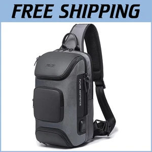 Bolsa bandolera deportiva informal duradera con almacenamiento múltiple y carga USB - gris - Imagen 1 de 9