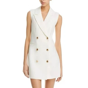 Mini Vestido FRENCH CONNECTION NUEVO SIN ETIQUETAS Whisper Sin Mangas Esmoquin Talla 2 Blanco Chic - Imagen 1 de 6