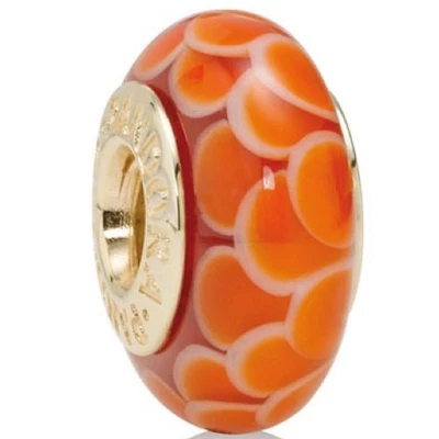 Raro abalorio de cristal de Murano loto naranja retirado de Pandora con oro de 14K - 750502 Foto 1 de 4