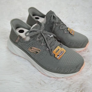 Womens Skechers Hands Free Slip-ins Edgeride Impression Shoes Green/Orange Sz 9 - Picture 1 of 7