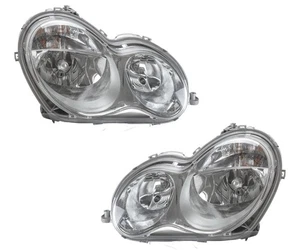 Halogen Headlight Assembly Set For Mercedes C Class 2005-2007 Left&Right w/Bulbs - Picture 1 of 9